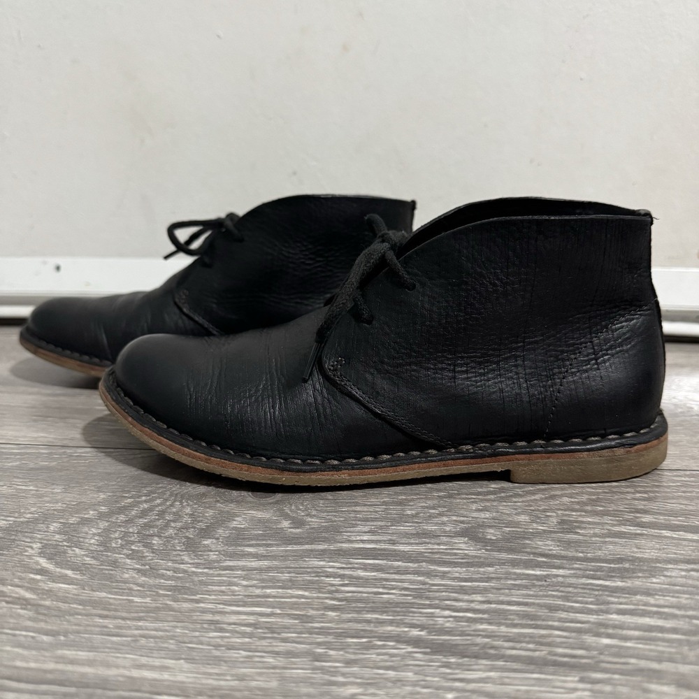 Cole Haan Nike Air Sole Youth Boy Kids Black Leather Booties Size 6B Retro Style
